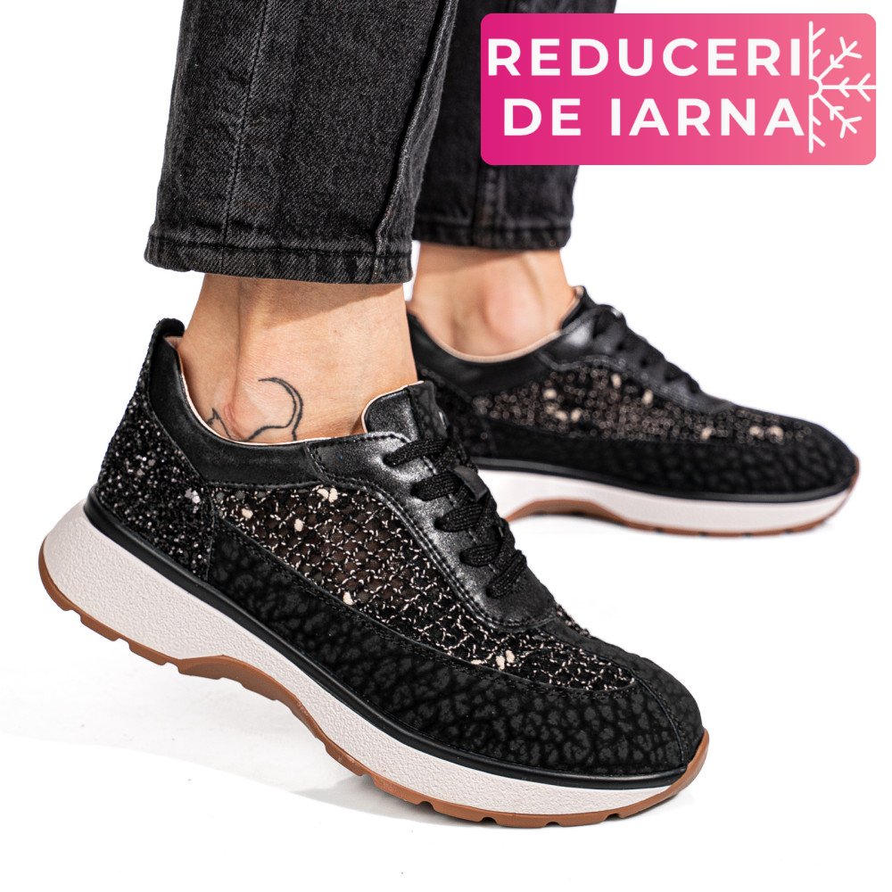 PANTOFI SPORT NEGRI PIELE NATURALA GSPO098