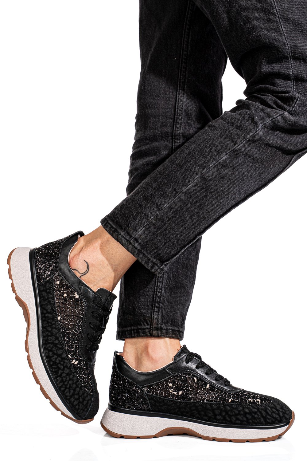 PANTOFI SPORT NEGRI PIELE NATURALA GSPO098