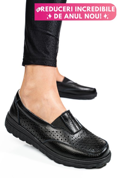 Mocasini negri piele naturala dspx22025