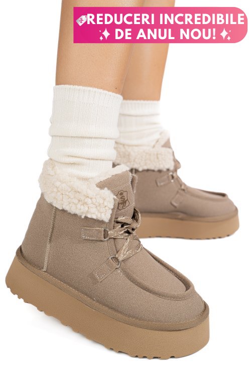 Ghete bej piele naturala intoarsa us77kb005