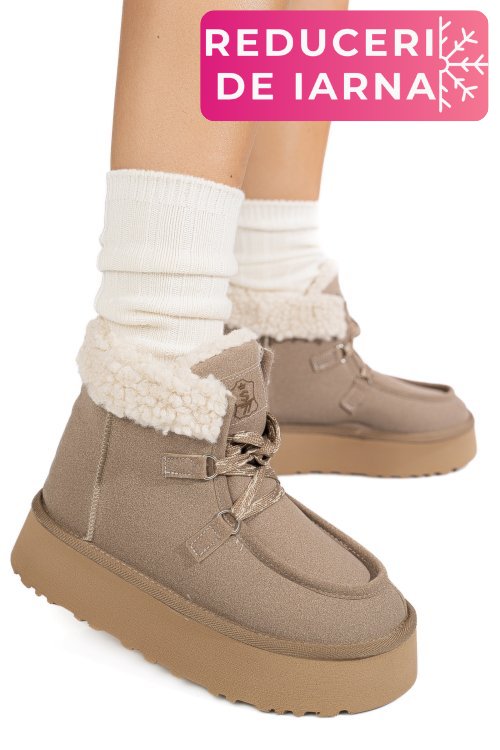 Ghete bej piele naturala intoarsa us77kb005