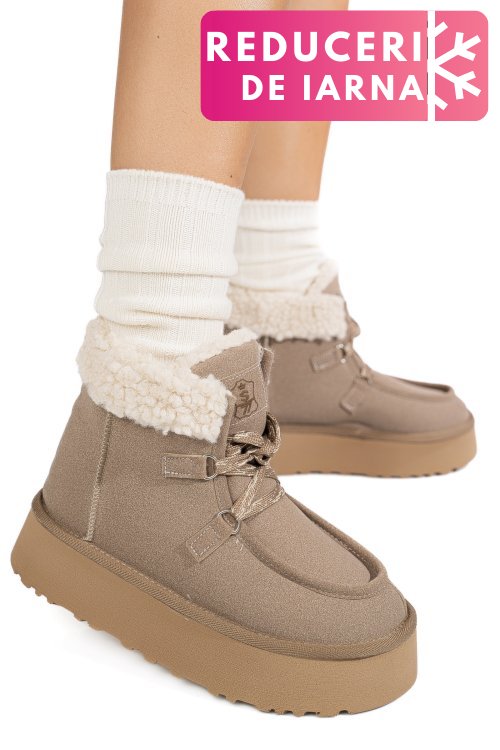 Ghete bej piele naturala intoarsa us77kb005