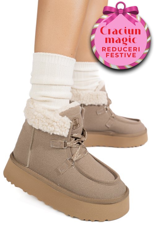 Ghete bej piele naturala intoarsa us77kb005