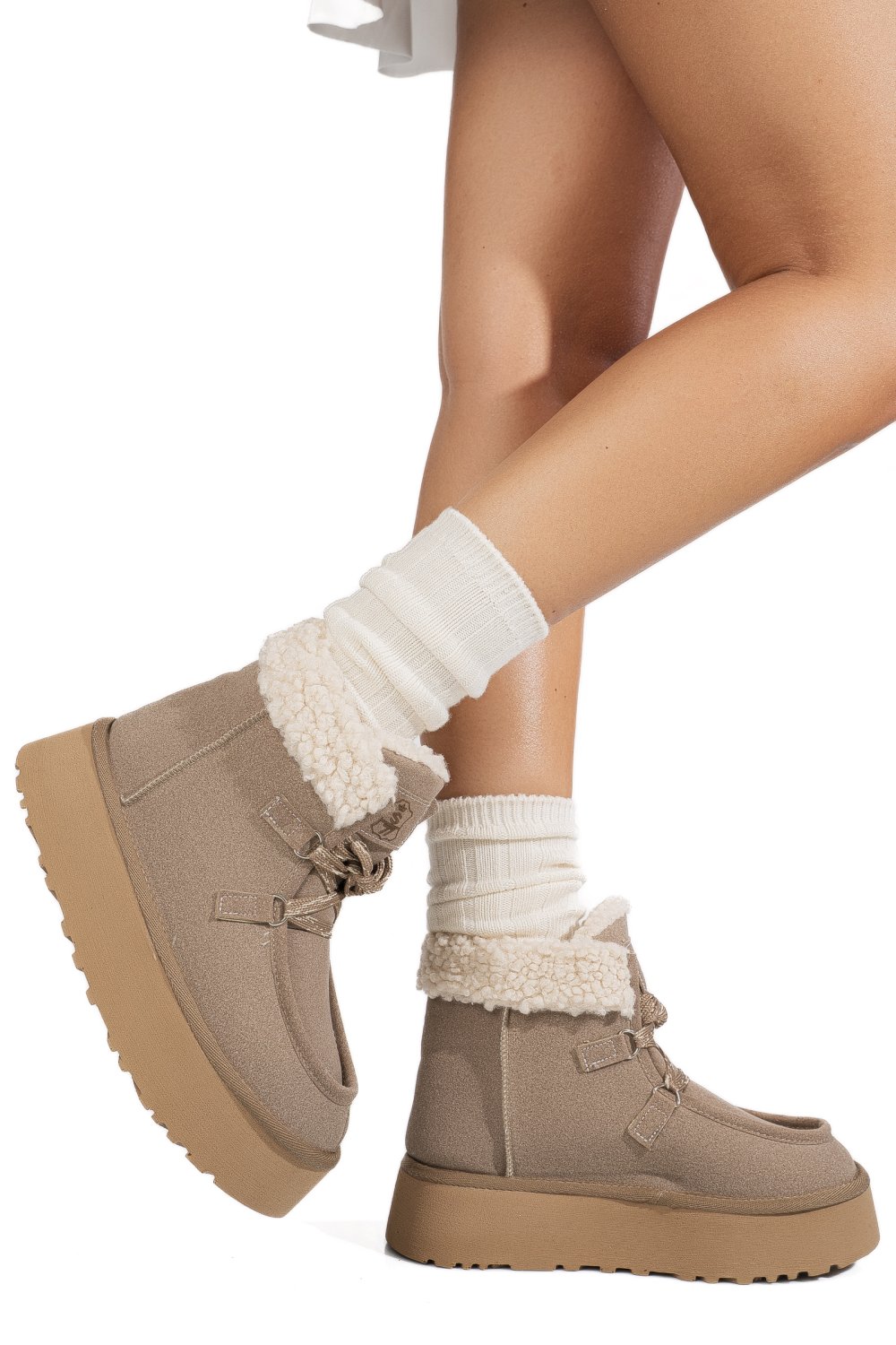 GHETE BEJ PIELE NATURALA INTOARSA US77KB005