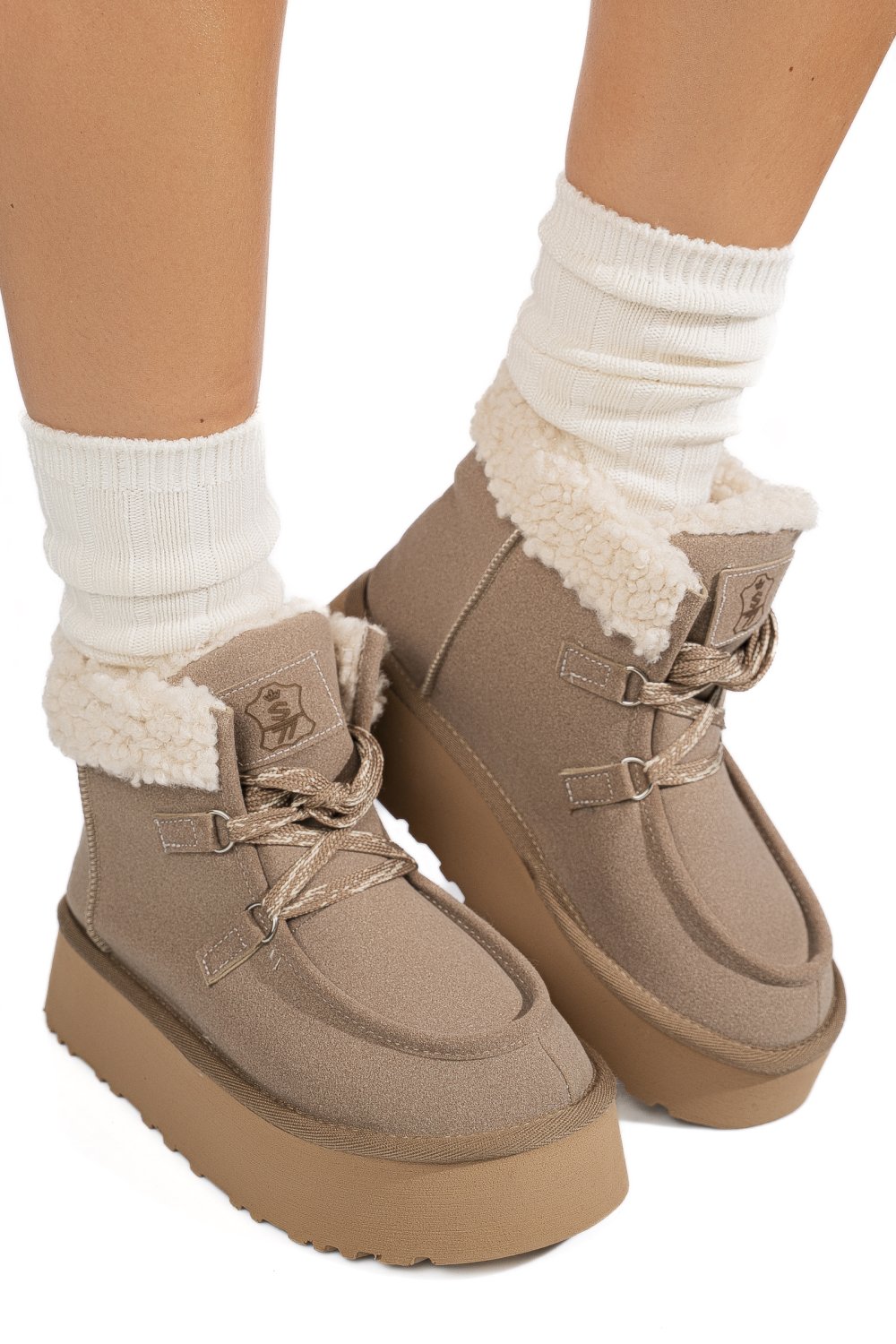 GHETE BEJ PIELE NATURALA INTOARSA US77KB005