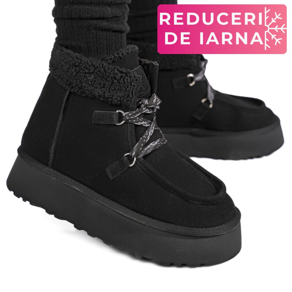 GHETE NEGRE PIELE NATURALA INTOARSA US77KB004