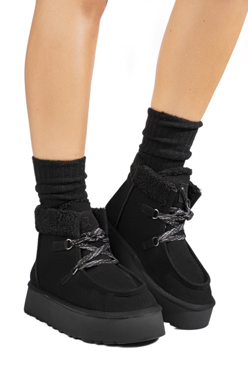 GHETE NEGRE PIELE NATURALA INTOARSA US77KB004