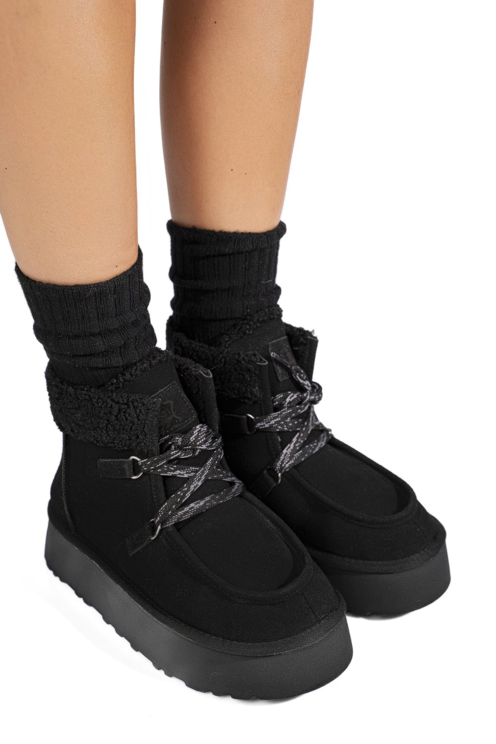 GHETE NEGRE PIELE NATURALA INTOARSA US77KB004