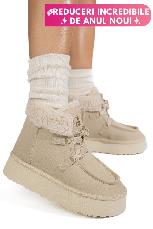 Ghete bej piele naturala intoarsa us77kb002