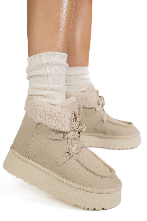 Ghete bej piele naturala intoarsa us77kb002