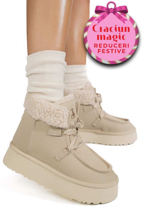 Ghete bej piele naturala intoarsa us77kb002