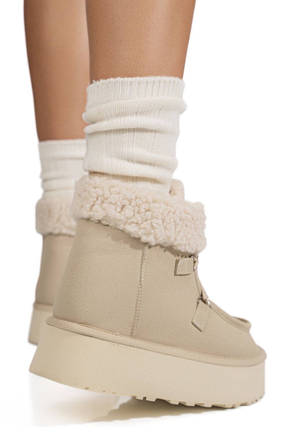 GHETE BEJ PIELE NATURALA INTOARSA US77KB002