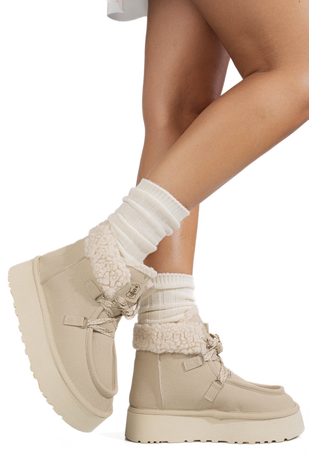 GHETE BEJ PIELE NATURALA INTOARSA US77KB002