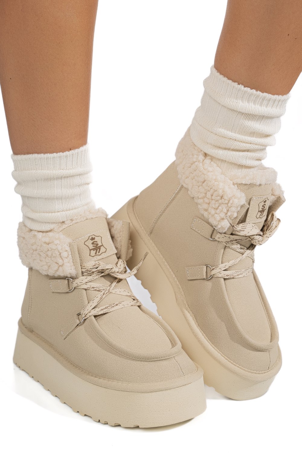 GHETE BEJ PIELE NATURALA INTOARSA US77KB002