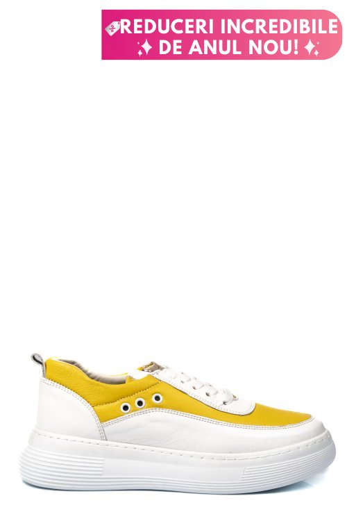 Pantofi sport alb galben piele naturala 1pc0002