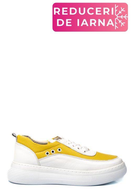 Pantofi sport alb galben piele naturala 1pc0002