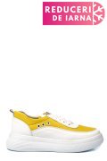 PANTOFI SPORT ALB GALBEN PIELE NATURALA 1PC0002