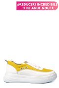 PANTOFI SPORT ALB GALBEN PIELE NATURALA 1PC0002