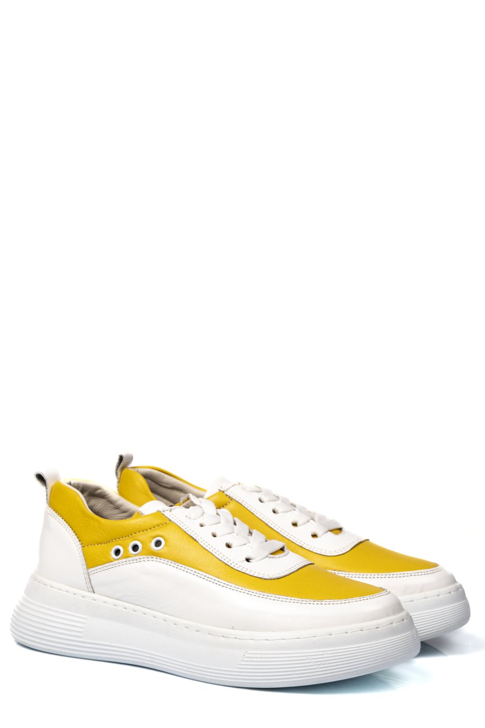 PANTOFI SPORT ALB GALBEN PIELE NATURALA 1PC0002