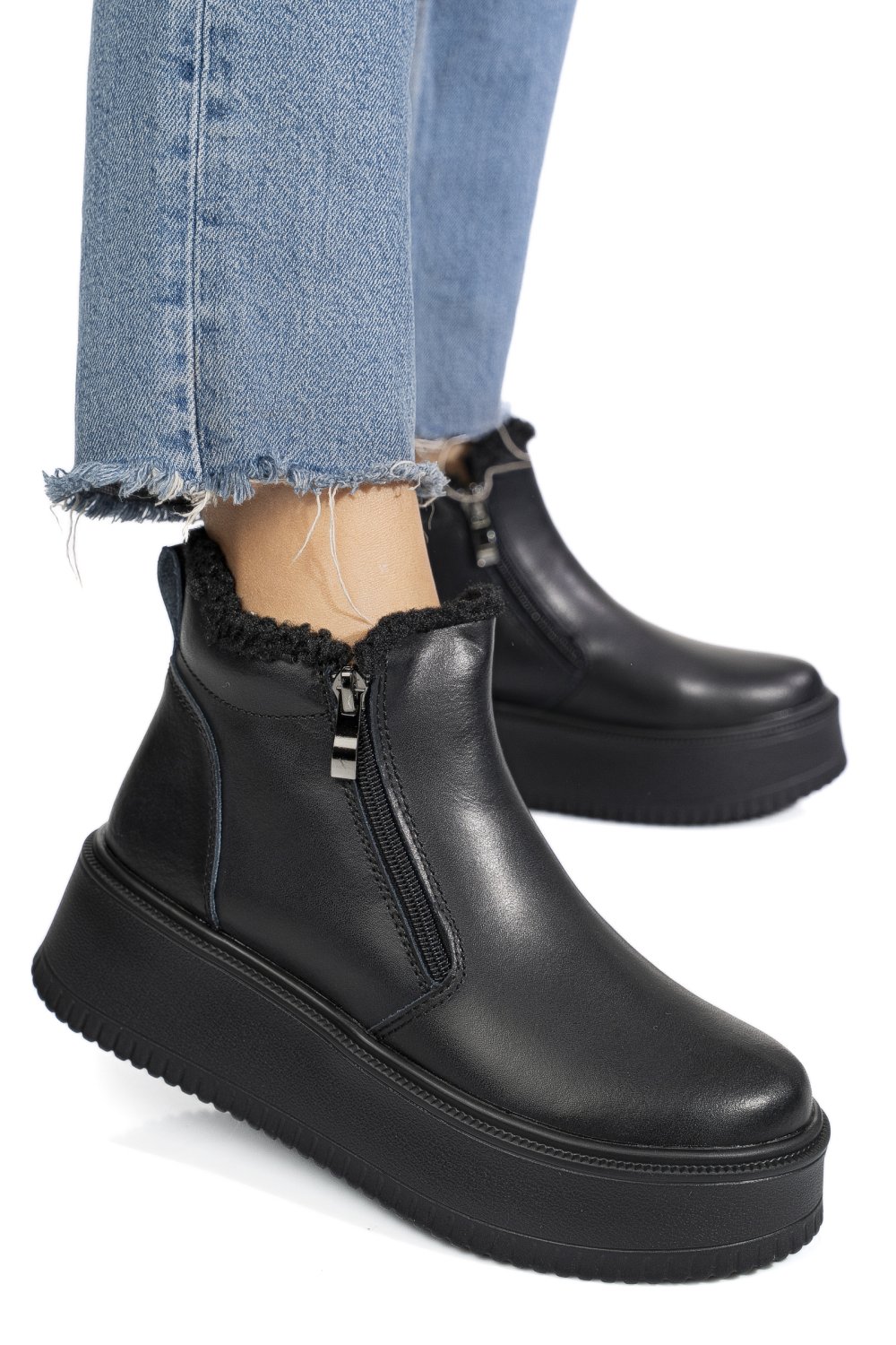 GHETE NEGRE PIELE NATURALA TSP7008