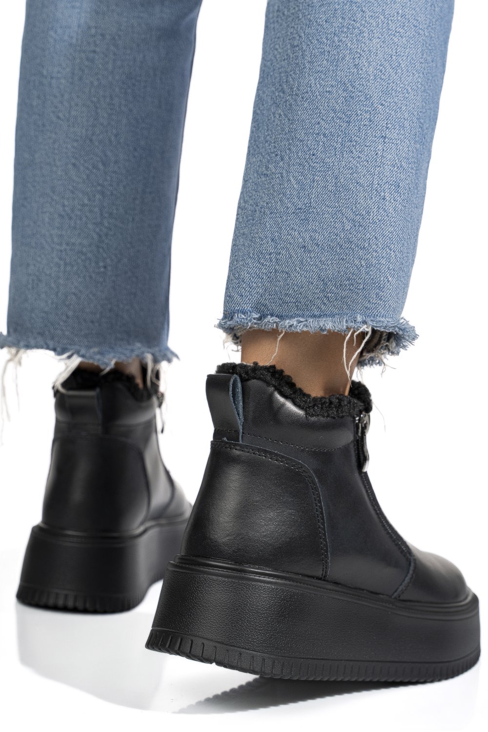 GHETE NEGRE PIELE NATURALA TSP7008