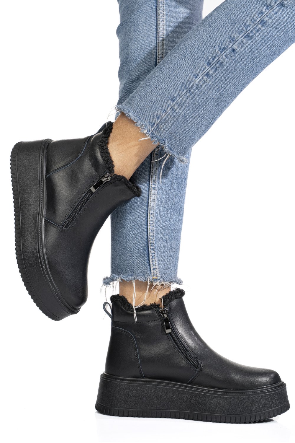 GHETE NEGRE PIELE NATURALA TSP7008