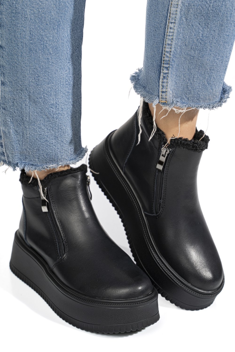 GHETE NEGRE PIELE NATURALA TSP7008