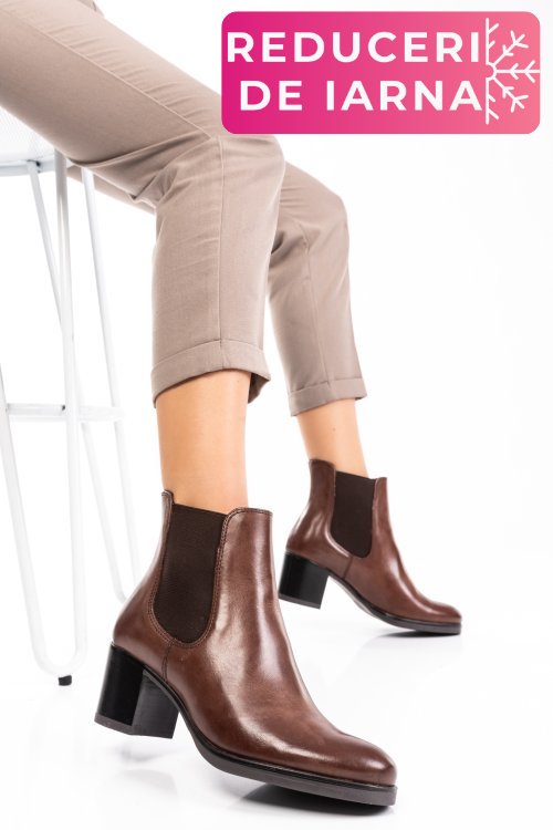 Ghete dama piele naturala maro netty