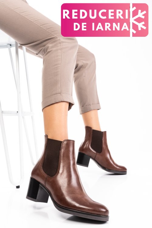 Ghete dama piele naturala maro netty