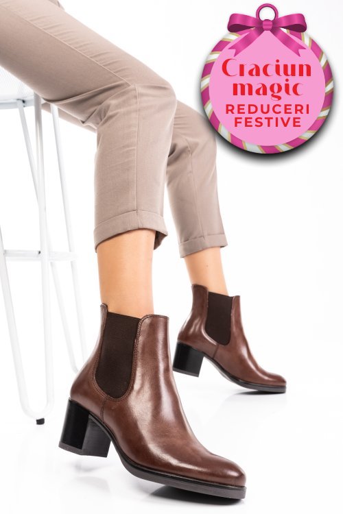 Ghete dama piele naturala maro netty