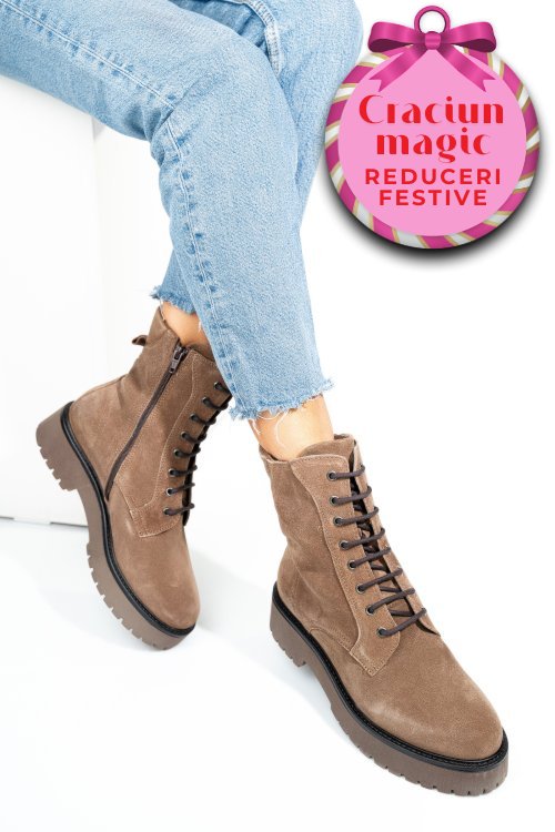 Ghete maro piele naturala intoarsa 12167647