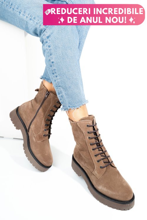 Ghete maro piele naturala intoarsa 12167647