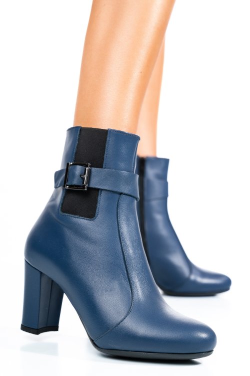 Botine dama piele naturala bleumarin 7s7772