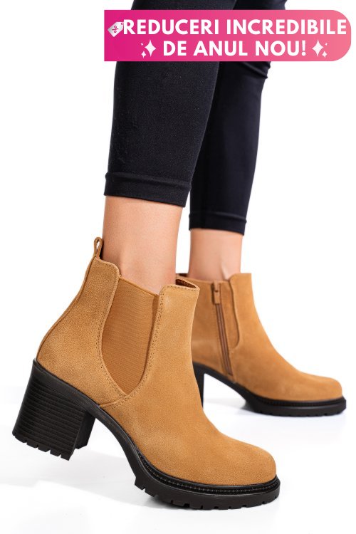 Botine maro piele naturala intoarsa 3s7756