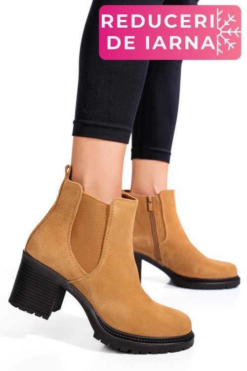 Botine maro piele naturala intoarsa 3s7756