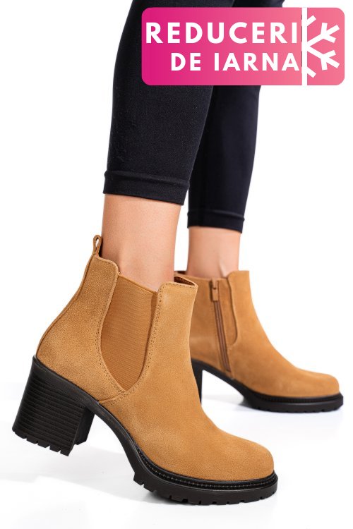 Botine maro piele naturala intoarsa 3s7756