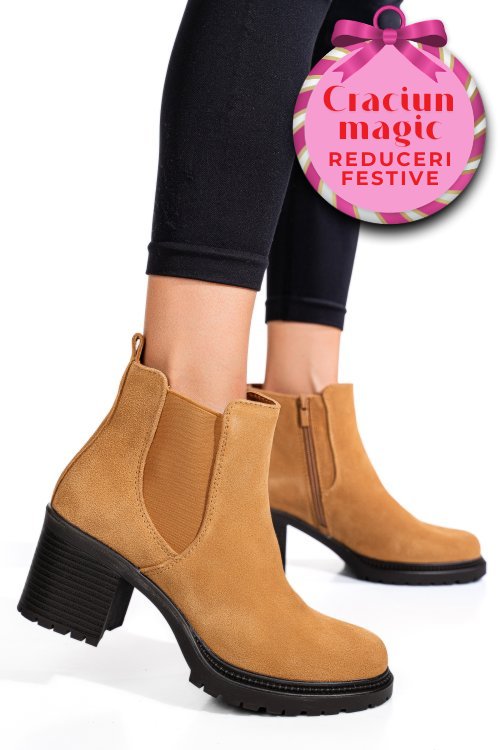 Botine maro piele naturala intoarsa 3s7756