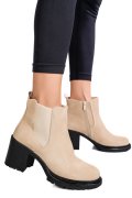 BOTINE BEJ PIELE NATURALA INTOARSA 3S7756
