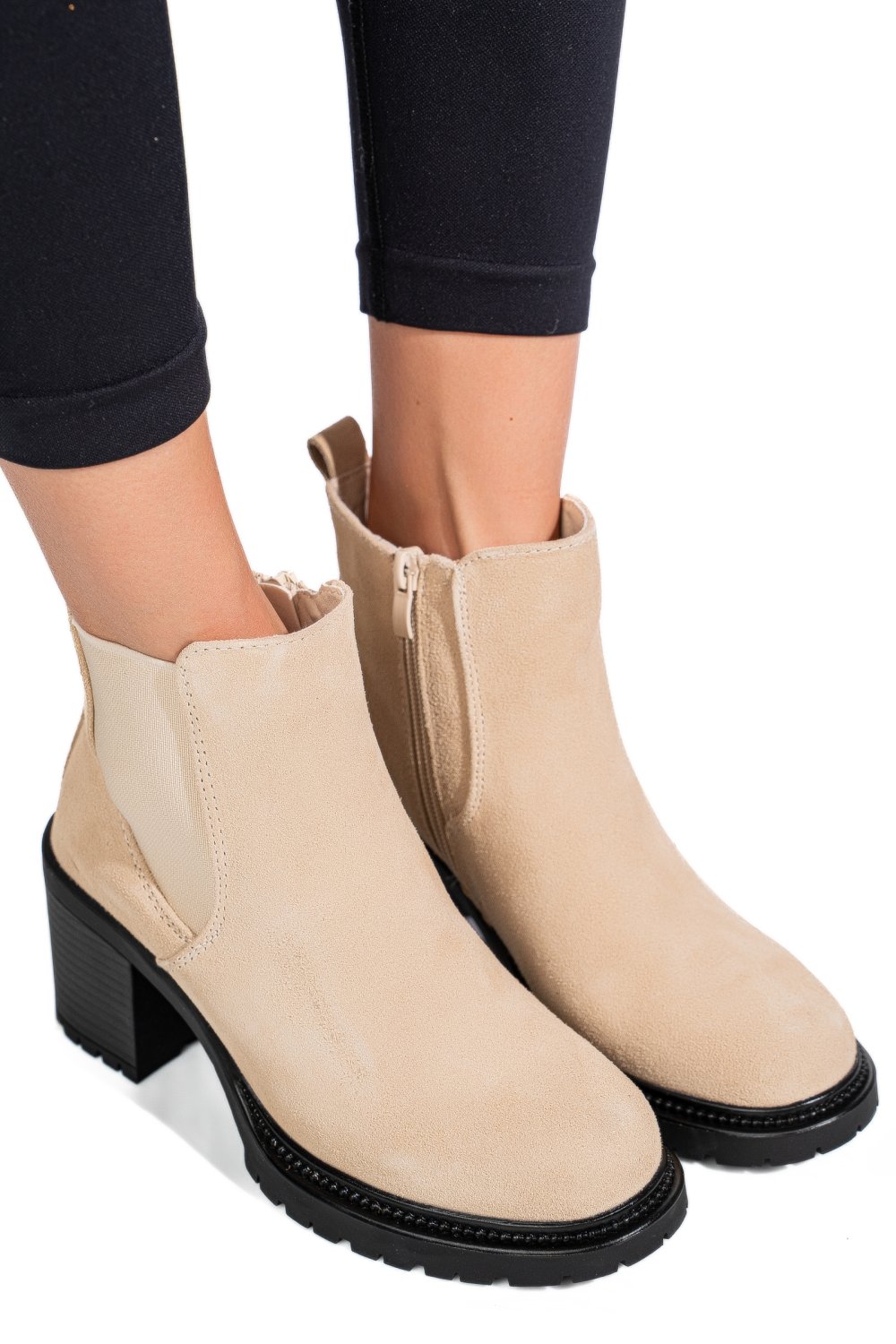 BOTINE BEJ PIELE NATURALA INTOARSA 3S7756
