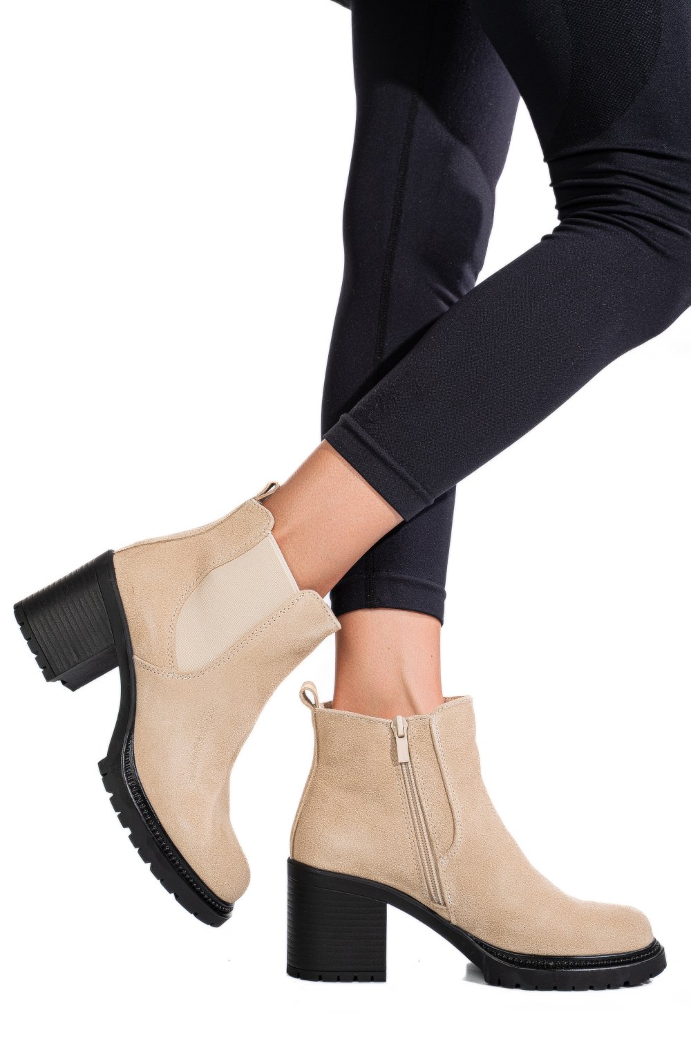 BOTINE BEJ PIELE NATURALA INTOARSA 3S7756