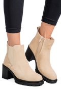 BOTINE BEJ PIELE NATURALA INTOARSA 3S7756