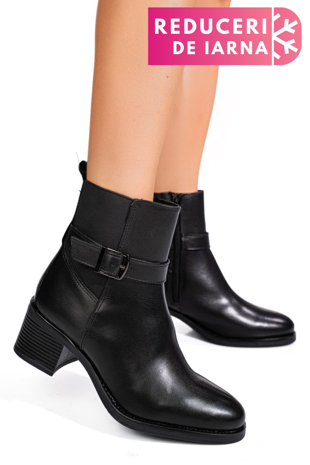 GHETE NEGRE PIELE NATURALA VB264203