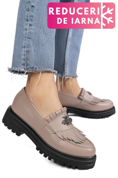 Mocasini taupe piele naturala 1s77351