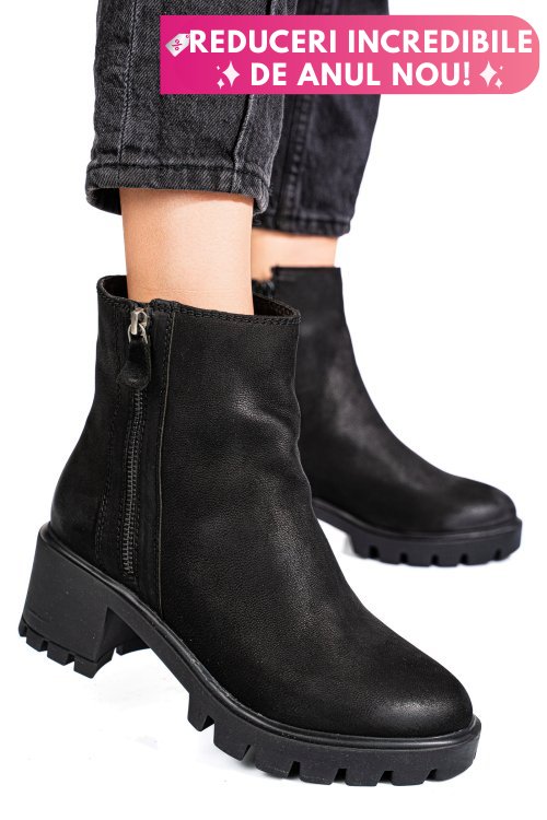 Ghete dama de iarna piele naturala black nabuk 7s77765