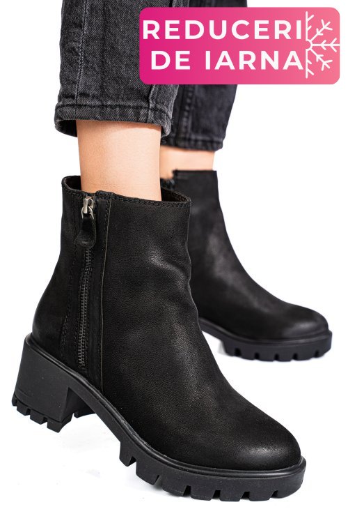 Ghete dama de iarna piele naturala black nabuk 7s77765