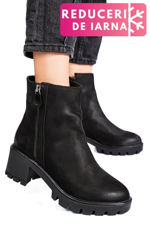 Ghete dama de iarna piele naturala black nabuk 7s77765