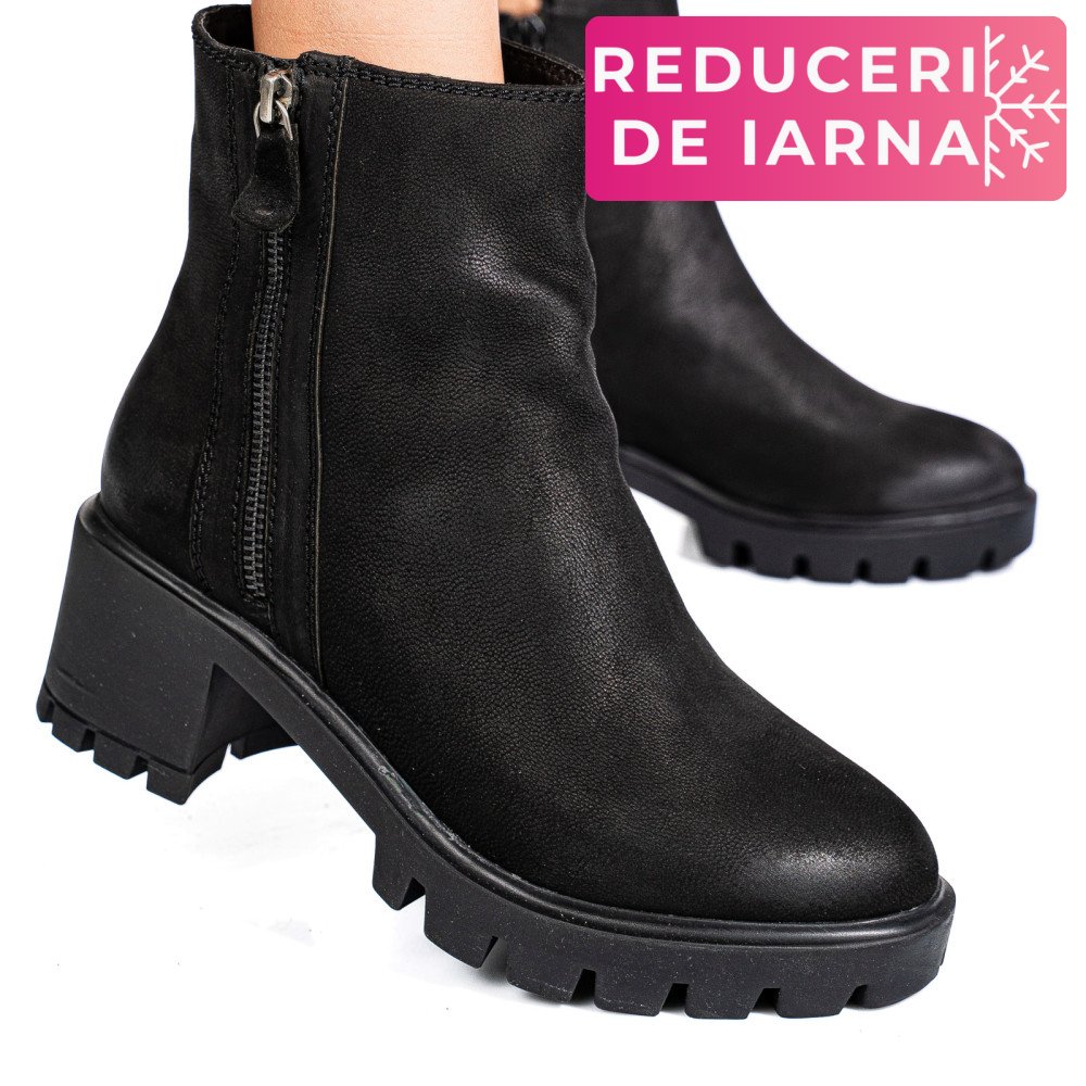 GHETE DAMA DE IARNA PIELE NATURALA BLACK NABUK 7S77765
