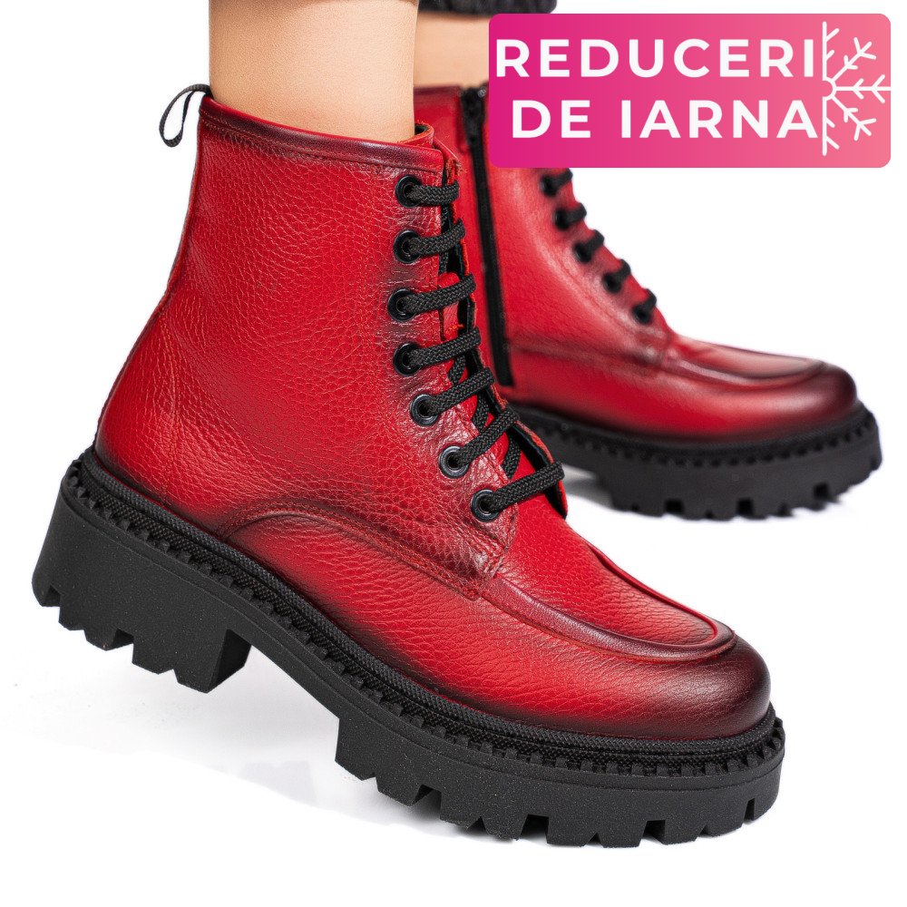 GHETE ROSII PIELE NATURALA 4S7735