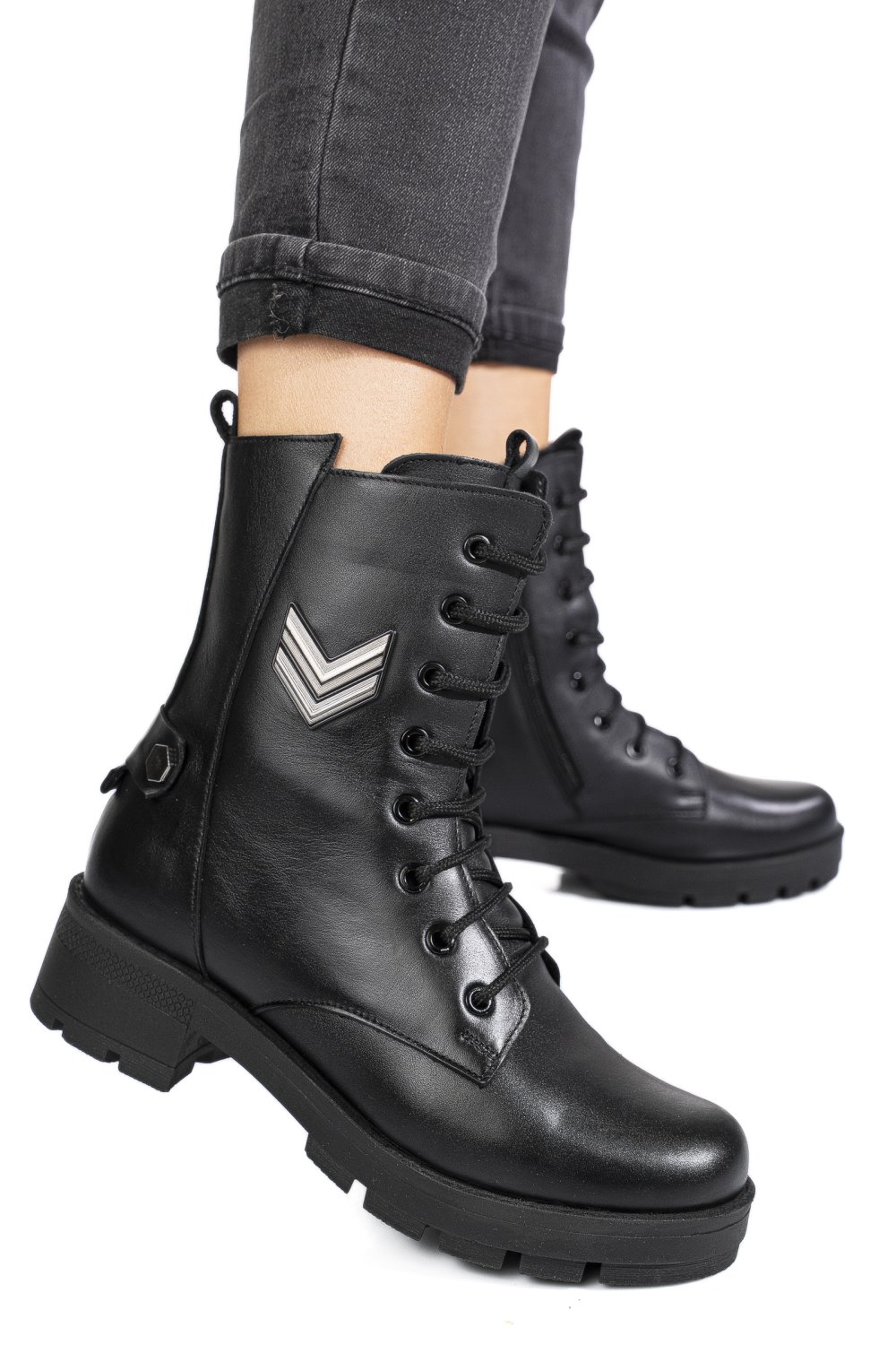 GHETE NEGRE PIELE NATURALA 9S7754