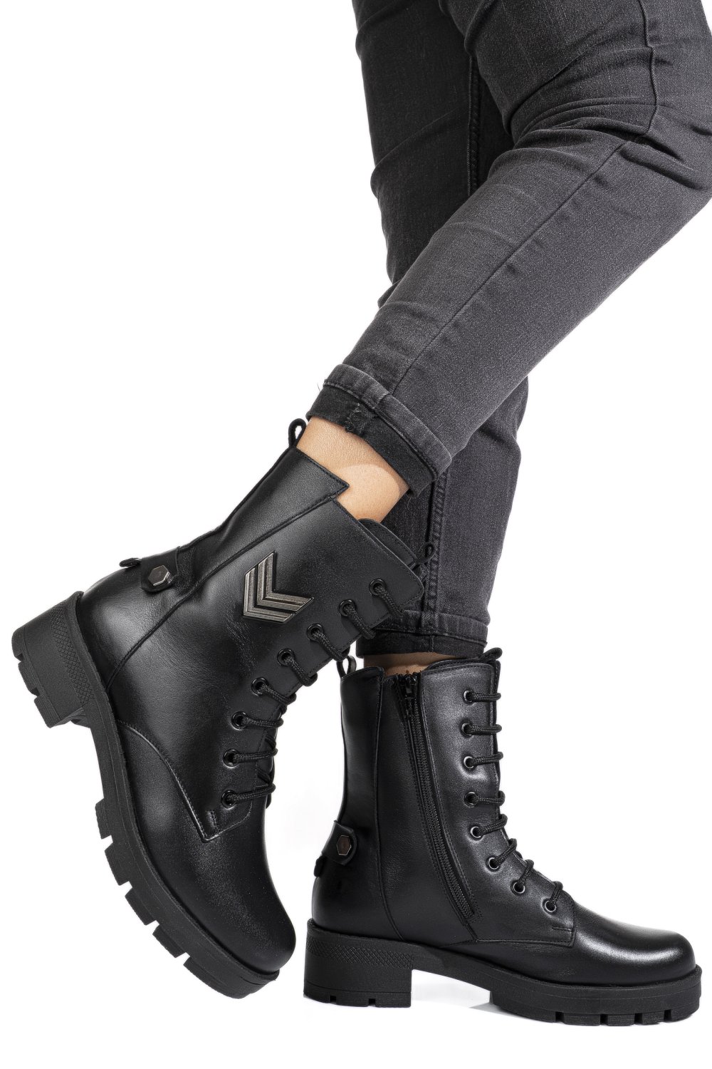 GHETE NEGRE PIELE NATURALA 9S7754